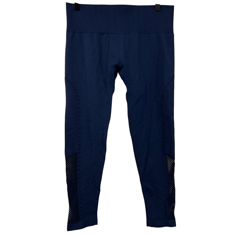 JoyLab Women‎ XL Mid-Rise Seamless Ventilation 7/8 Leggings Blue Ankle Mesh Gym